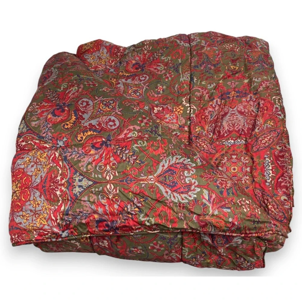 Rare Ralph Lauren Galahad Red Full Queen Comforter Sateen Paisley Vintage